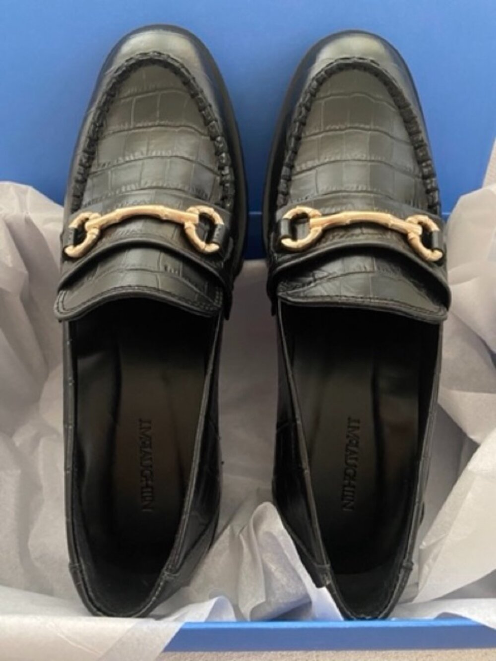 J.McLaughlin Monika Lug Sole Black croc-embossed leather 7.5